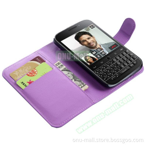 Factory Price with Card Slots Leather Phone Case Cover for BlackBerry Q20